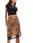 Reclaimed vintage lingerie slip skirt in leopard print