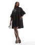 ASOS DESIGN Curve oversized smock mini dress with big sleeve in black