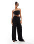 4th & Reckless tulum draw string wide leg beach trouser co-ord in black