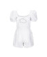 Women's Organic Cotton Puff Sleeve Eyelet Romper