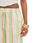 ONLY Petite loose fit trouser in green & pink stripe