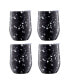 12 Oz Black Terzo Stainless Steel Wine Tumblers, Set of 4