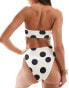 ASOS DESIGN Cindy bandeau bikini top in mono spot