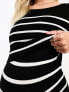 Mamalicious Maternity double layer midi dress in black and white stripe