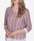 Petite Wine Country Metallic Stripe Necklace Top