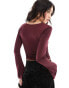 ASOS DESIGN tie front angel sleeve top in wine