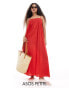 ASOS DESIGN Petite trapeze maxi beach dress in red