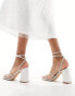 Be Mine Bridal Natasha embellished strap block heel sandals in ivory