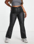 Simply Be coated flared jean in black