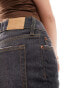 Weekday Ample low waist capri denim jorts in ash black