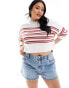 ASOS DESIGN Curve knitted short sleeve jumper in red stripe