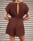 Women's Maroon Waffle Knit Belted Romper