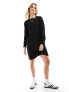 New Look long sleeve smock mini dress in black