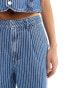 ASOS DESIGN wide leg dad jeans in mid blue pinstripe co-ord