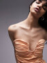 Topshop ruched side bandeau in orange