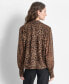 Women's Animal-Print Long-Sleeve Button-Down Collared Top