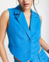 Something New x Emilia Silberg tailored cropped waistcoat co-ord in bright blue