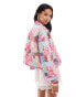 The Frolic quilted contrast trim jacket in pink patchwork print