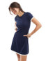 Pieces Sport Core mini dress with contrast trim in navy and white