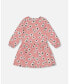 Big Girls Printed Long Sleeve Dress Pink With White Flowers