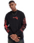 HUGO RED Dequaliom long sleeve graphic tee in black