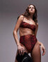 Topshop high waist high leg bikini bottoms in red snake print