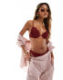 South Beach frilly crinkle underwire bikini top in pomegranate