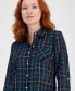 Women's Plaid Roll-Tab-Sleeve Button-Down Shirt