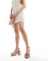 ASOS DESIGN Wide Fit Henderson cross strap mid heeled platform sandals in natural fabrication