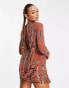 ASOS DESIGN embellished shift mini dress with drape front detail in rust