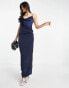 NaaNaa cowl neck satin maxi dress in navy