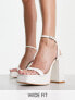 Glamorous Wide Fit platform heel sandals in white patent