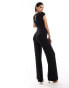 ASOS DESIGN 90s plunge wide leg jumpsuit in black