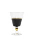 Black Water Glasses with Trim and Stem, Set of 6