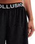 COLLUSION jersey velour boxer short in black