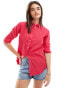 Superdry Casual linen boyfriend shirt in electric pink