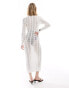 Lioness crochet semi-sheer high neck cut out midaxi dress in white