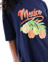 ASOS DESIGN oversized t-shirt with Mexico graphic in navy