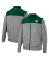 Men's Gray, Green Michigan State Spartans Putter Herringbone Full-Zip Jacket