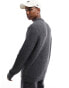 ASOS DESIGN heavyweight 1/4 zip rib jumper with collar in charcoal