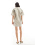 Pretty Lavish utility shirt mini dress in stone