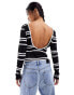 ASOS DESIGN co-ord backless long sleeve top in stripe