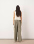 ASOS EDITION drawstring wide leg trouser with cargo pocket in khaki