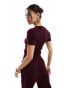 Kaiia fitted t-shirt co-ord in burgundy