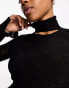 Moon River textured cut out turtle neck top in black