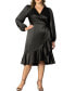 Women's Plus Size Serena Satin Long Sleeve Wrap Dress