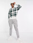 New Look large check relaxed fit jumper in dark green