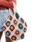 Pull&Bear crochet multicolour pattern bag in ecru