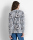 Women's Animal-Print Textured Long-Sleeve Cardigan