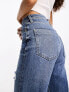 River Island Petite high waist straight leg jeans in mid blue wash